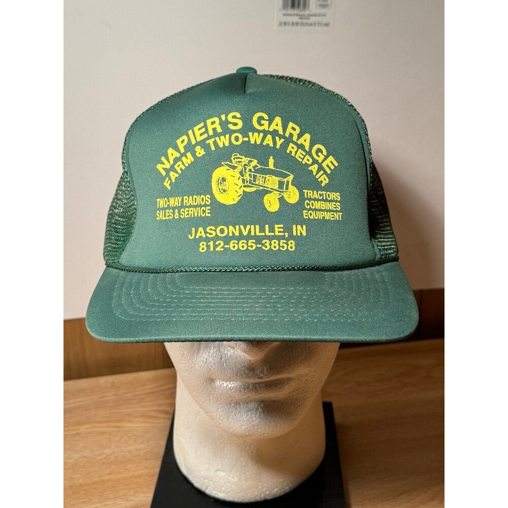 Vintageโ Napierโs Garage Farm Repair Jasonville Indiana Trucker Snapback Hat